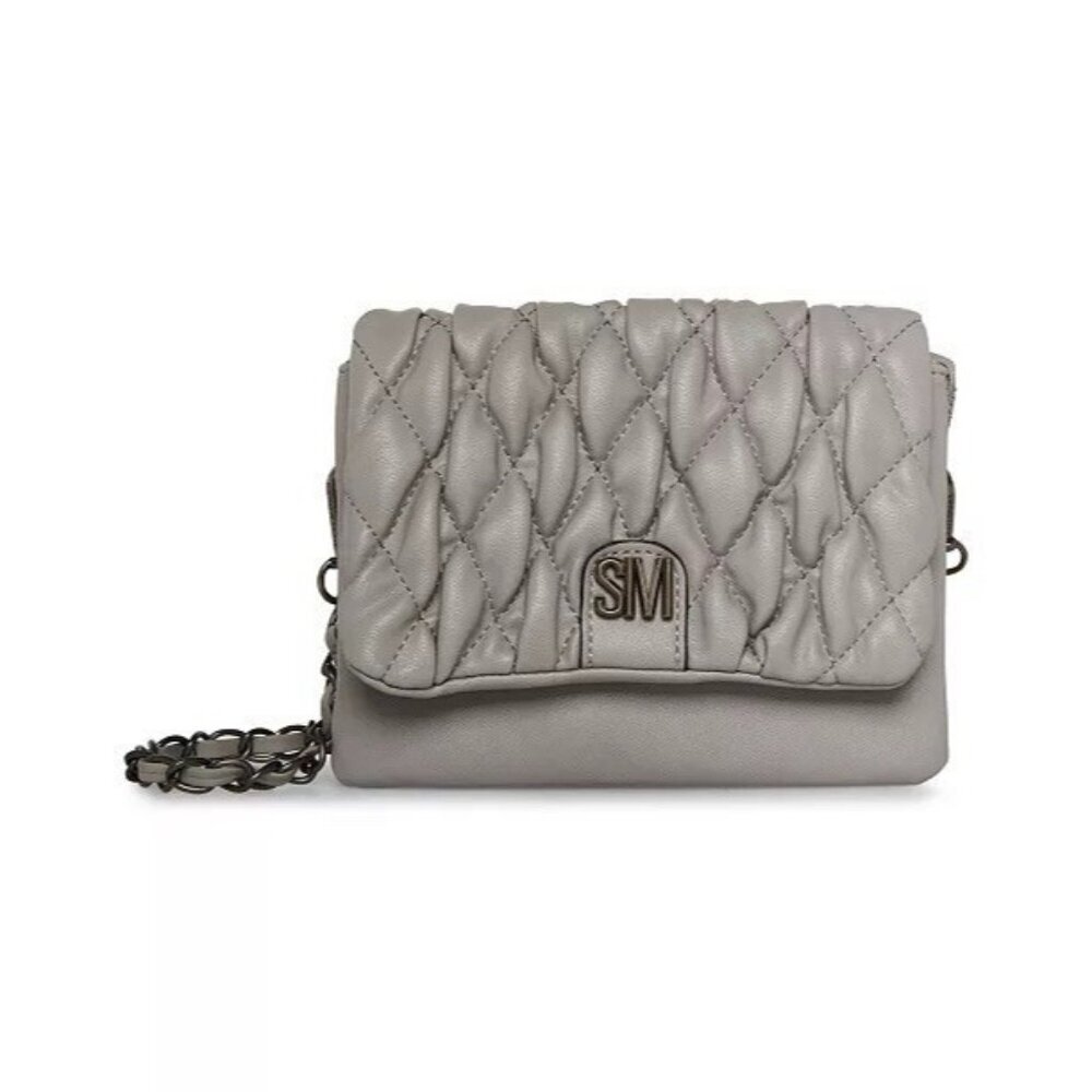 STEVE‎ MADDEN Bmuffy Quilted Mini Crossbody Bag Gray~ NWT